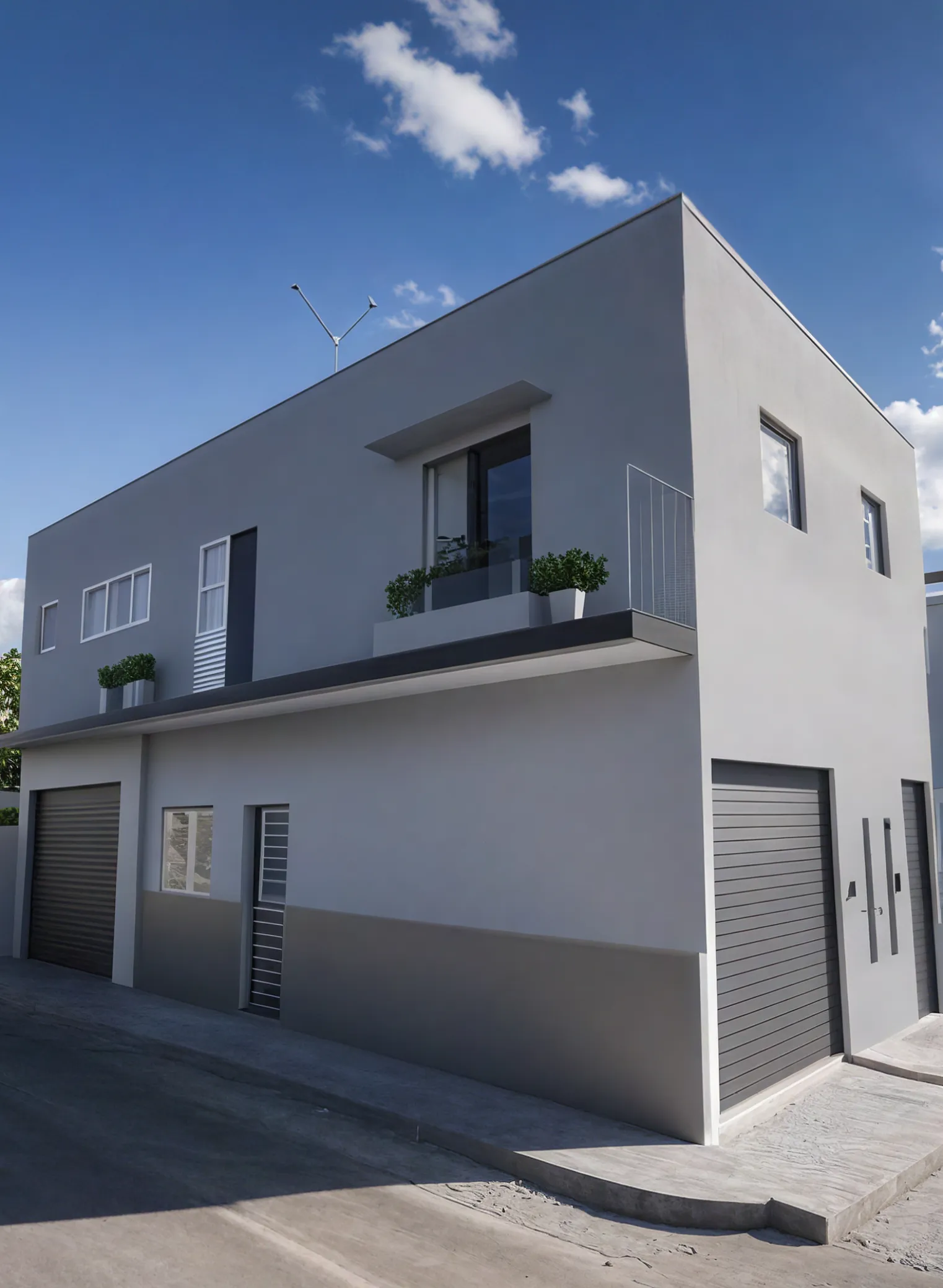 Fachada Urbana com Geometria Retangular e Paleta Neutra