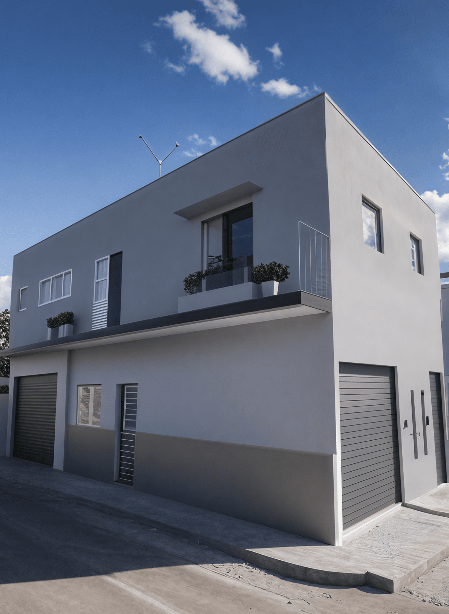 Fachada Urbana com Geometria Retangular e Paleta Neutra