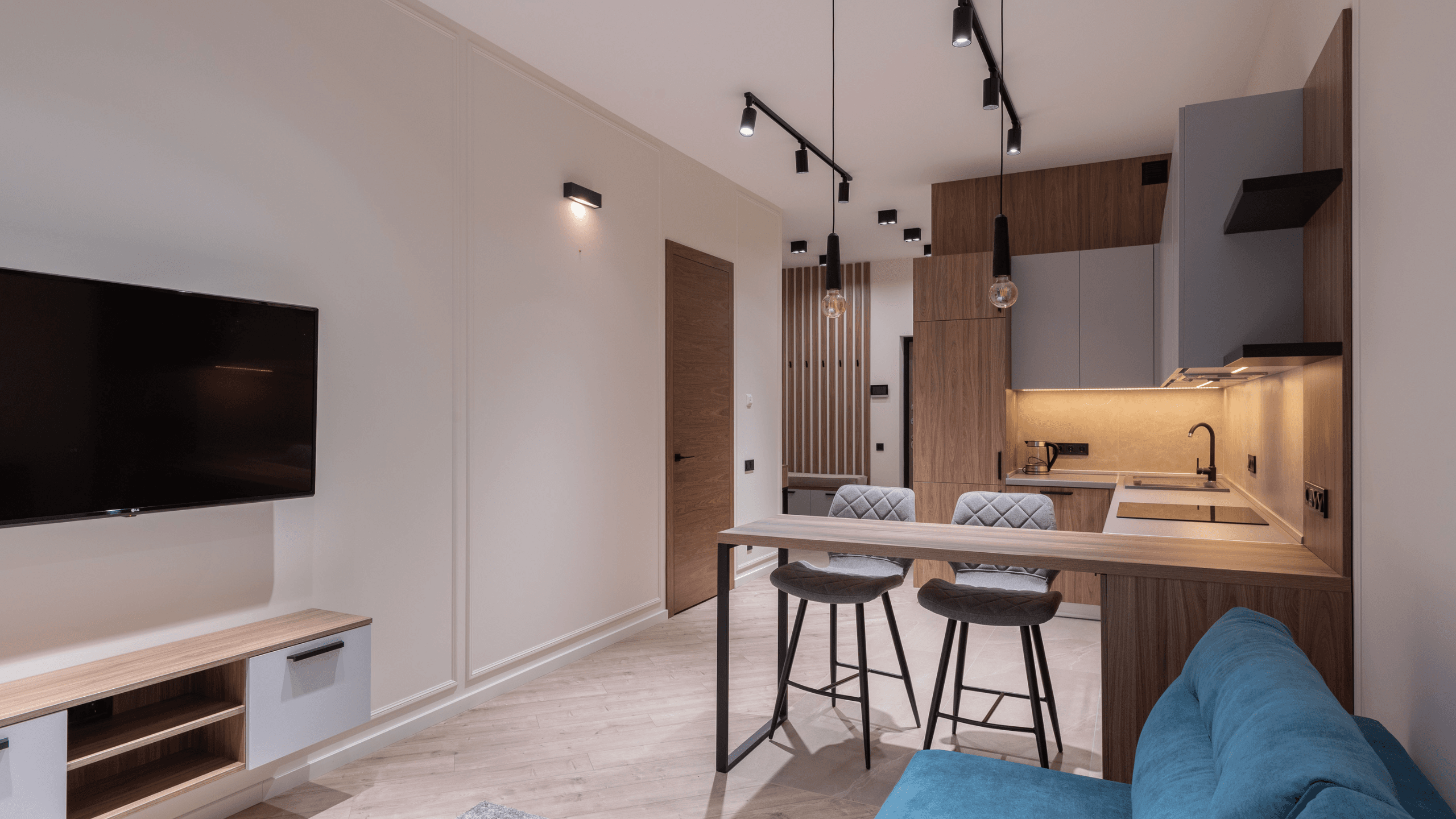 Apartamento Compacto com Cozinha Integrada e Design Funcional