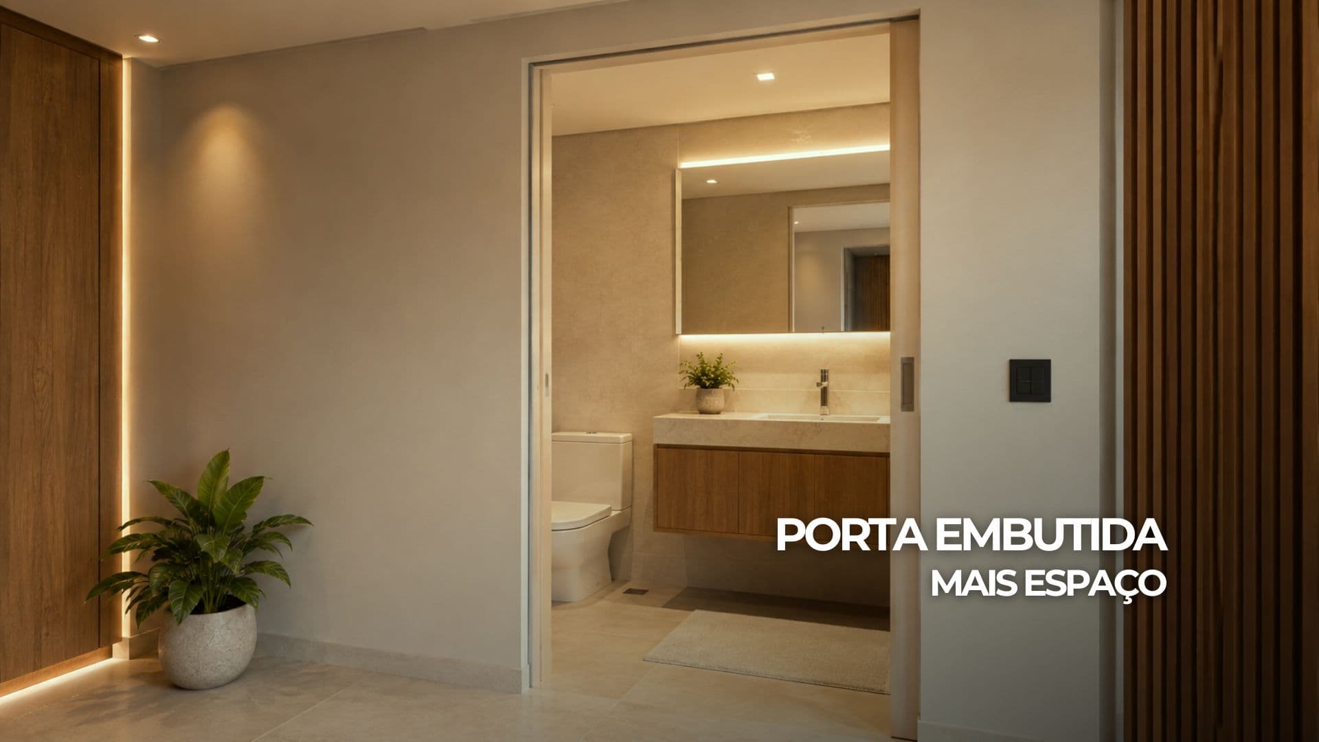 Ideias para Reforma de Banheiros Pequenos: Porta Embutida para Ganhar Espaço